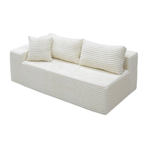 English Elm Su-009A-White-2L Plush Corduroy Modular Sectional with Reversible Chaise for Living Rooms White 2L W3819P552816
