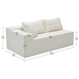 English Elm Su-009A-White-2L Plush Corduroy Modular Sectional with Reversible Chaise for Living Rooms White 2L W3819P552816