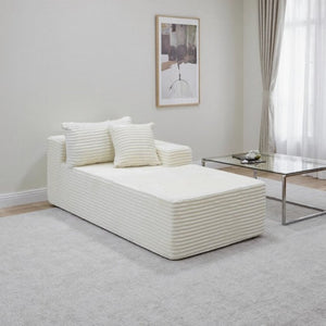 English Elm Su-009A-White-2L Plush Corduroy Modular Sectional with Reversible Chaise for Living Rooms White TR W3819P552817