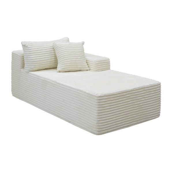English Elm Su-009A-White-2L Plush Corduroy Modular Sectional with Reversible Chaise for Living Rooms White TR W3819P552817