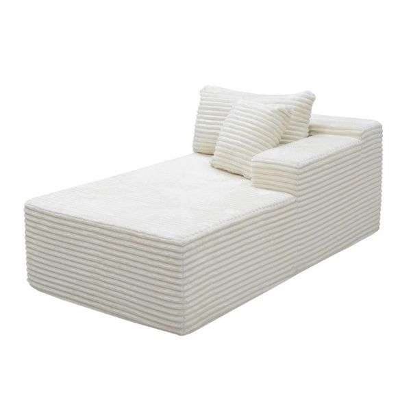 English Elm Su-009A-White-2L Plush Corduroy Modular Sectional with Reversible Chaise for Living Rooms White TR W3819P552817