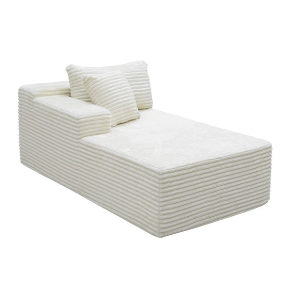 English Elm Su-009A-White-Tl Corduroy Modular Sectional with Reversible Chaise for Modern Living W3819P552820