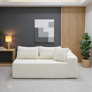 English Elm Su-009A-White-2L Plush Corduroy Modular Sectional with Reversible Chaise for Living Rooms White 2R W3819P552821