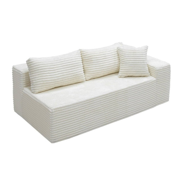 English Elm Su-009A-White-2L Plush Corduroy Modular Sectional with Reversible Chaise for Living Rooms White 2R W3819P552821