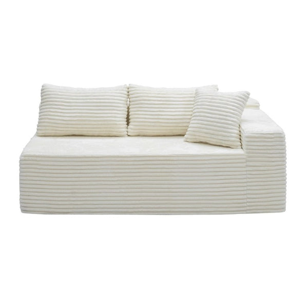 English Elm Su-009A-White-2L Plush Corduroy Modular Sectional with Reversible Chaise for Living Rooms White 2R W3819P552821