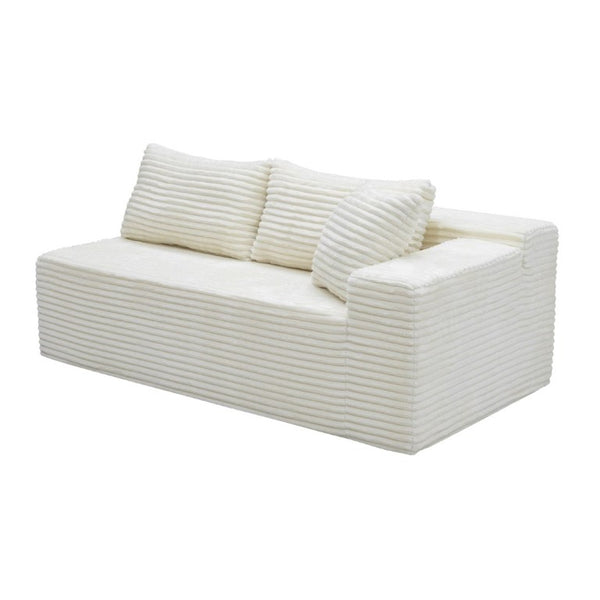 English Elm Su-009A-White-2L Plush Corduroy Modular Sectional with Reversible Chaise for Living Rooms White 2R W3819P552821