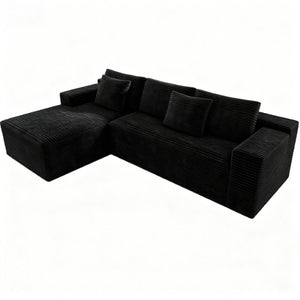 English Elm 98.4*66.9Modular Sectional Sofa Two Piece Corduroy Upholstered Couch for Any Living Space Black - A W3819P562165