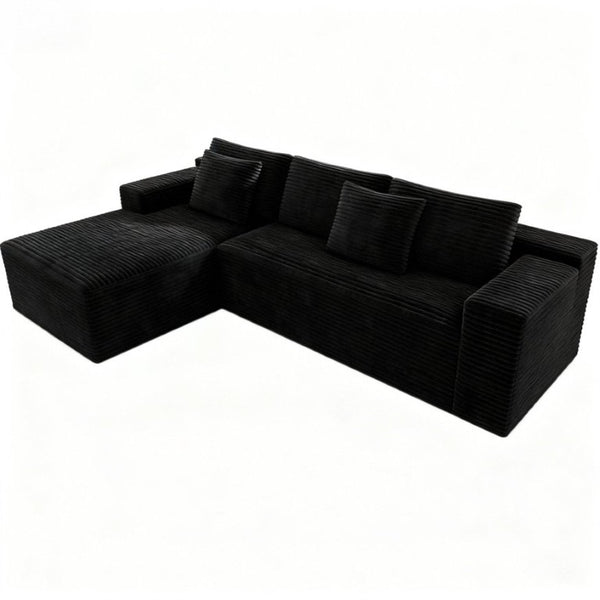 English Elm 98.4*66.9Modular Sectional Sofa Two Piece Corduroy Upholstered Couch for Any Living Space Black - A W3819P562165