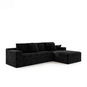 English Elm 98.4*66.9Modular Sectional Sofa Two Piece Corduroy Upholstered Couch for Any Living Space Black - B W3819P588099