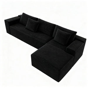 English Elm 98.4*66.9Modular Sectional Sofa Two Piece Corduroy Upholstered Couch for Any Living Space Black - B W3819P588099