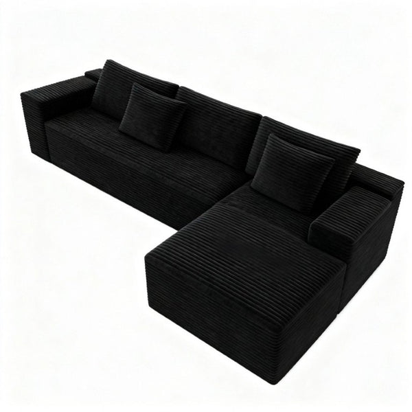 English Elm 98.4*66.9Modular Sectional Sofa Two Piece Corduroy Upholstered Couch for Any Living Space Black - B W3819P588099