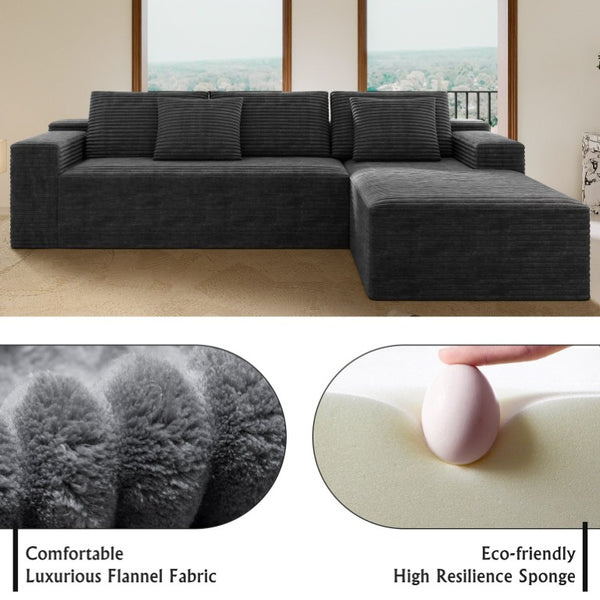 English Elm 98.4*66.9Modular Sectional Sofa Two Piece Corduroy Upholstered Couch for Any Living Space Grey W3819P588103