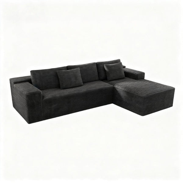 English Elm 98.4*66.9Modular Sectional Sofa Two Piece Corduroy Upholstered Couch for Any Living Space Grey W3819P588103