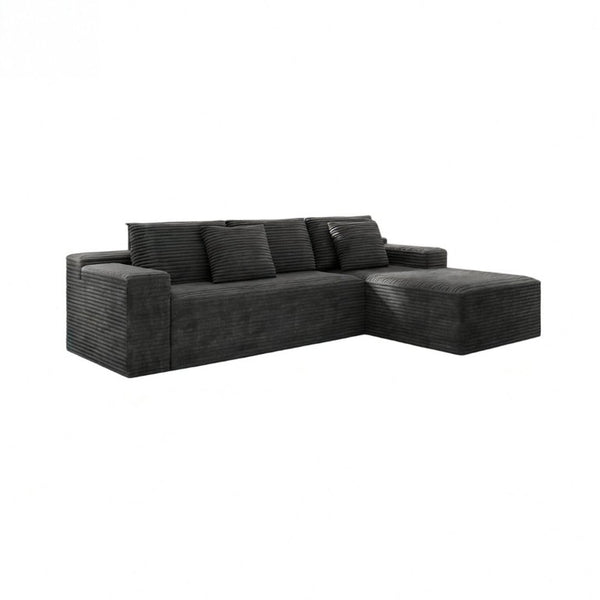 English Elm 98.4*66.9Modular Sectional Sofa Two Piece Corduroy Upholstered Couch for Any Living Space Grey W3819P588103
