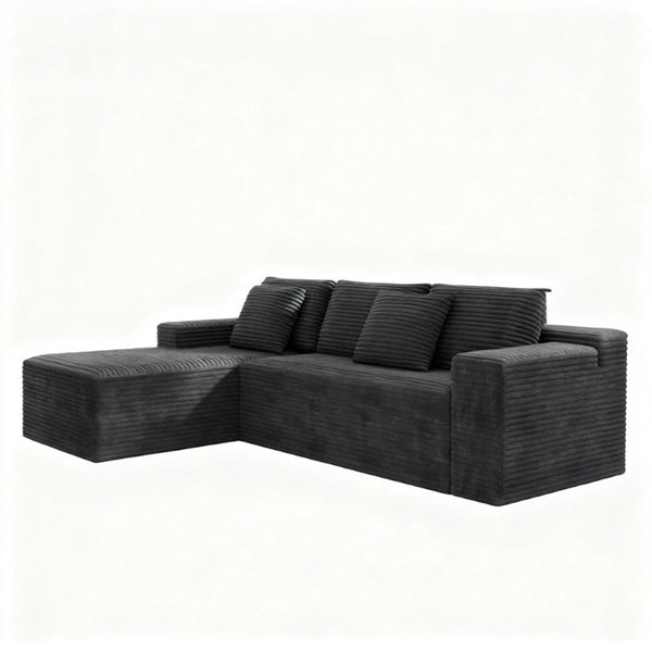 English Elm 98.4*66.9Modular Corduroy Sectional Sofa Two-Piece Reversible Chaise Living Room Couch W3819P588106