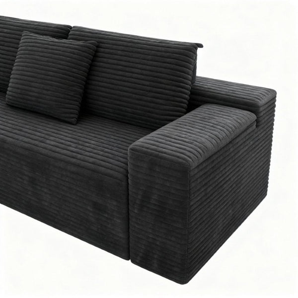 English Elm 98.4*66.9Modular Corduroy Sectional Sofa Two-Piece Reversible Chaise Living Room Couch W3819P588106