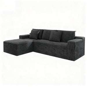 English Elm 98.4*66.9Modular Corduroy Sectional Sofa Two-Piece Reversible Chaise Living Room Couch W3819P588106