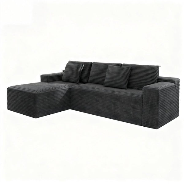 English Elm 98.4*66.9Modular Corduroy Sectional Sofa Two-Piece Reversible Chaise Living Room Couch W3819P588106