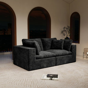 English Elm 78.8*39.4Modular Sectional Sofa Two Piece Corduroy Couch for Living Room Apartment Black W3819S00070