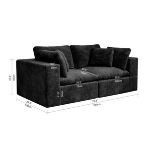 English Elm 78.8*39.4Modular Sectional Sofa Two Piece Corduroy Couch for Living Room Apartment Black W3819S00070