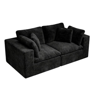 English Elm 78.8*39.4Modular Sectional Sofa Two Piece Corduroy Couch for Living Room Apartment Black W3819S00070