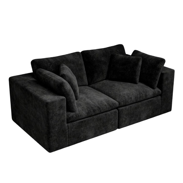 English Elm 78.8*39.4Modular Sectional Sofa Two Piece Corduroy Couch for Living Room Apartment Black W3819S00070