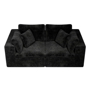 English Elm 78.8*39.4Modular Sectional Sofa Two Piece Corduroy Couch for Living Room Apartment Black W3819S00070
