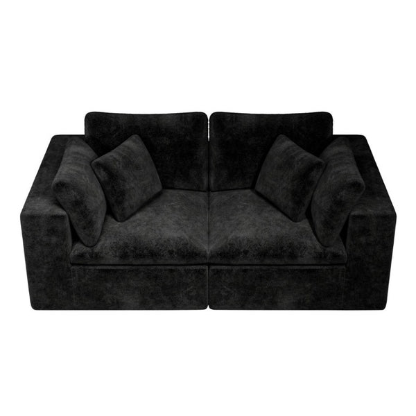 English Elm 78.8*39.4Modular Sectional Sofa Two Piece Corduroy Couch for Living Room Apartment Black W3819S00070