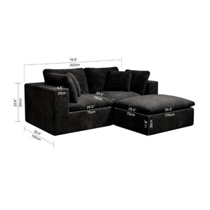 English Elm 78.8*68.9Modular Sectional Sofa Three Piece Corduroy Cloud Comfort Living Room Set Black W3819S00071