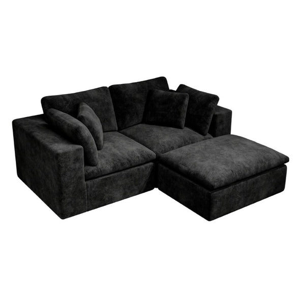 English Elm 78.8*68.9Modular Sectional Sofa Three Piece Corduroy Cloud Comfort Living Room Set Black W3819S00071