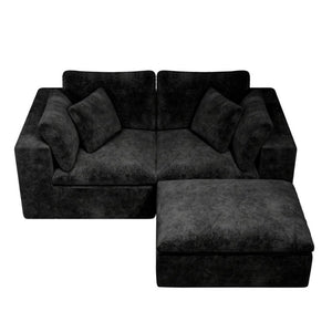 English Elm 78.8*68.9Modular Sectional Sofa Three Piece Corduroy Cloud Comfort Living Room Set Black W3819S00071