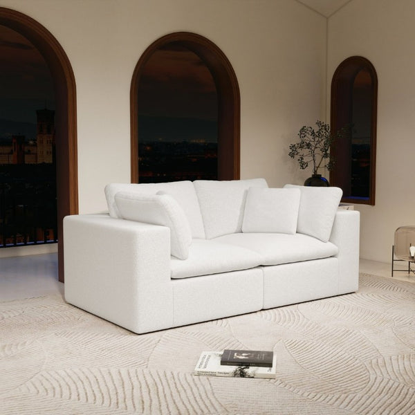 English Elm 78.8*39.4Modular Sectional Sofa Two Piece Corduroy Couch for Living Room Apartment White W3819S00082