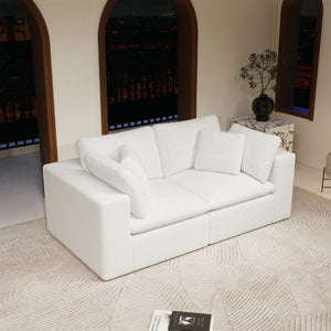 English Elm 78.8*39.4Modular Sectional Sofa Two Piece Corduroy Couch for Living Room Apartment White W3819S00082