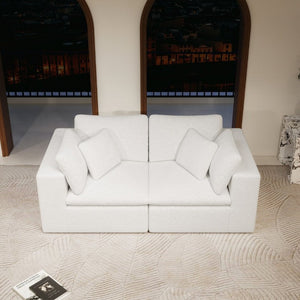 English Elm 78.8*39.4Modular Sectional Sofa Two Piece Corduroy Couch for Living Room Apartment White W3819S00082
