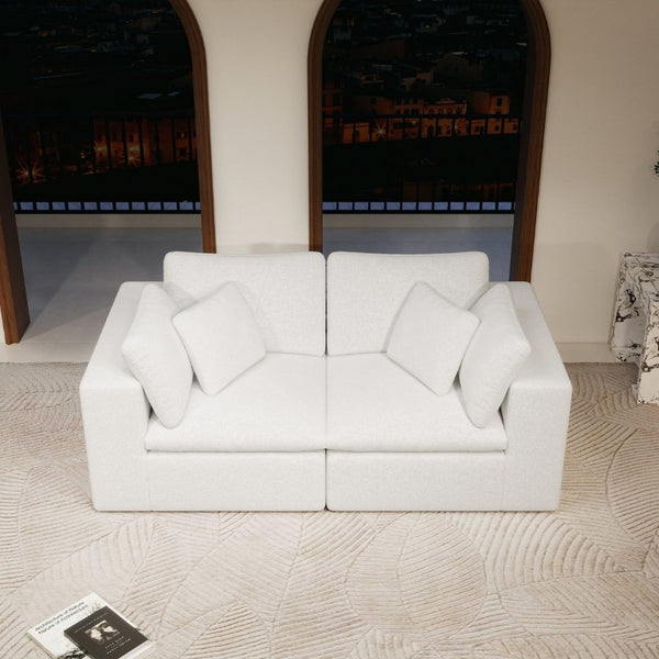 English Elm 78.8*39.4Modular Sectional Sofa Two Piece Corduroy Couch for Living Room Apartment White W3819S00082