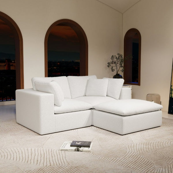 English Elm 78.8*68.9Modular Sectional Sofa Three Piece Corduroy Cloud Comfort Living Room Set White W3819S00083