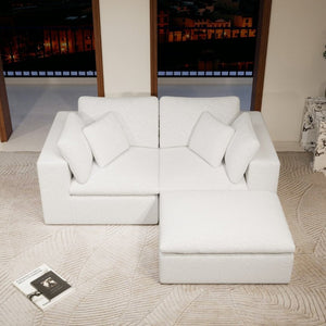 English Elm 78.8*68.9Modular Sectional Sofa Three Piece Corduroy Cloud Comfort Living Room Set White W3819S00083