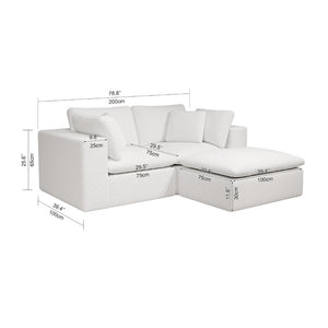 English Elm 78.8*68.9Modular Sectional Sofa Three Piece Corduroy Cloud Comfort Living Room Set White W3819S00083
