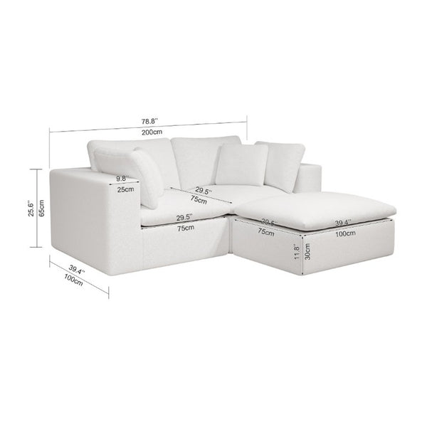 English Elm 78.8*68.9Modular Sectional Sofa Three Piece Corduroy Cloud Comfort Living Room Set White W3819S00083