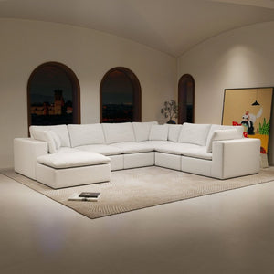 English Elm 137.8*108.3Modular Seven Piece Corduroy Sectional Sofa Plush Cloud Seating for Any Room W3819S00087