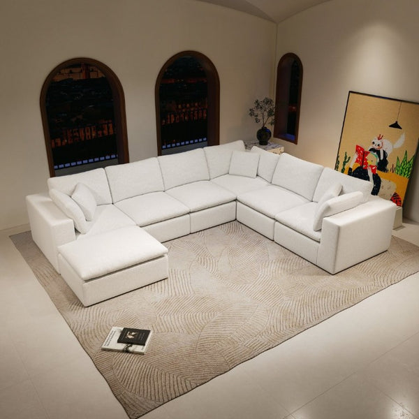English Elm 137.8*108.3Modular Seven Piece Corduroy Sectional Sofa Plush Cloud Seating for Any Room W3819S00087
