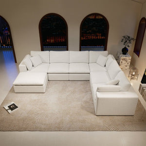 English Elm 137.8*108.3Modular Seven Piece Corduroy Sectional Sofa Plush Cloud Seating for Any Room W3819S00087