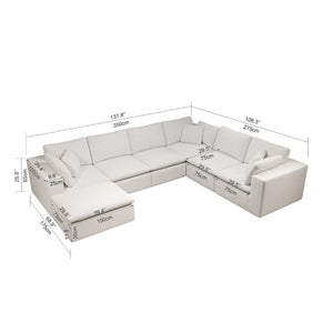English Elm 137.8*108.3Modular Seven Piece Corduroy Sectional Sofa Plush Cloud Seating for Any Room W3819S00087