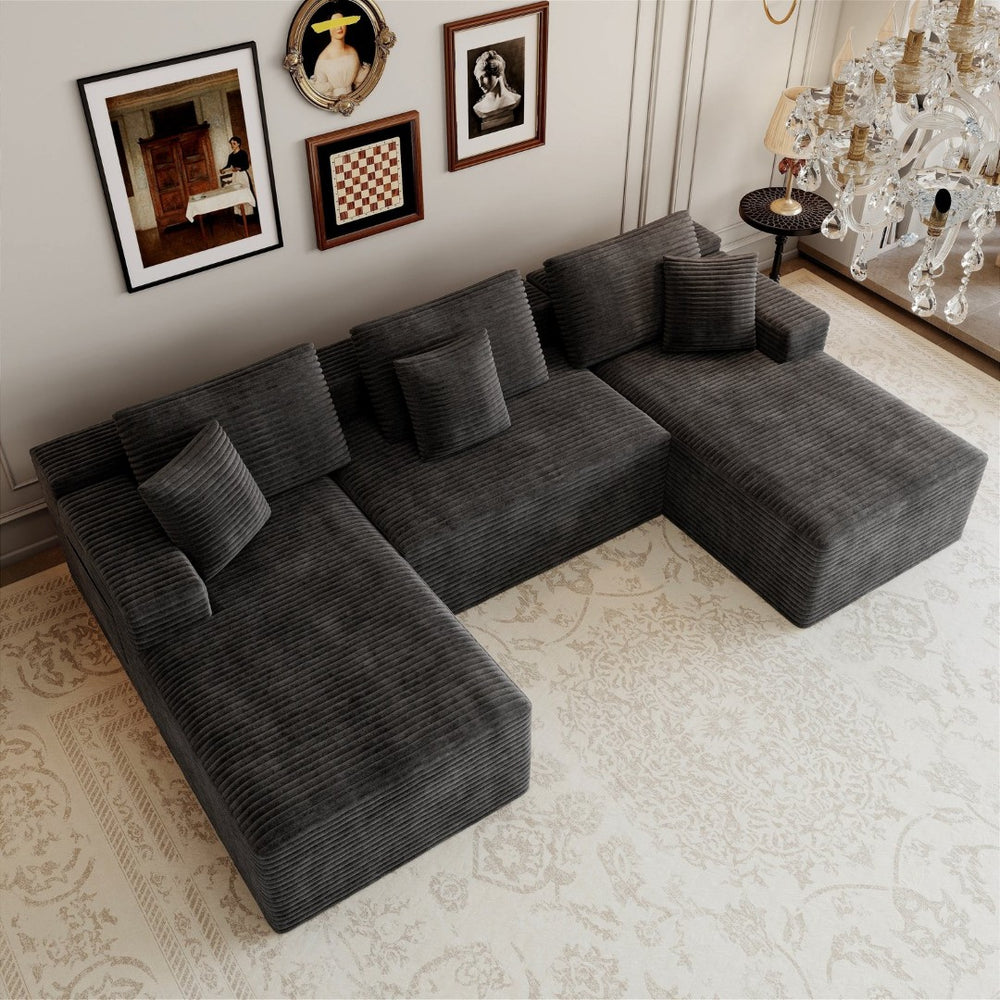 English Elm 118.1*68.9"modular Six Piece Sectional Sofa Plush Corduroy Cloud Comfort Living Room W3819S00160