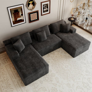 English Elm 118.1*68.9"modular Six Piece Sectional Sofa Plush Corduroy Cloud Comfort Living Room W3819S00160