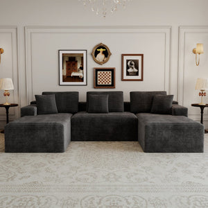 English Elm 118.1*68.9"modular Six Piece Sectional Sofa Plush Corduroy Cloud Comfort Living Room W3819S00160
