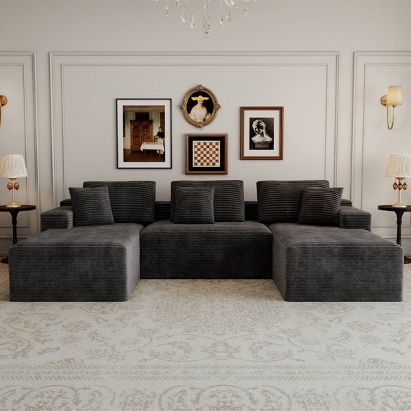 English Elm 118.1*68.9"modular Six Piece Sectional Sofa Plush Corduroy Cloud Comfort Living Room W3819S00160