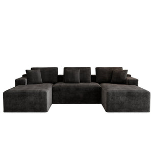 English Elm 118.1*68.9"modular Six Piece Sectional Sofa Plush Corduroy Cloud Comfort Living Room W3819S00160