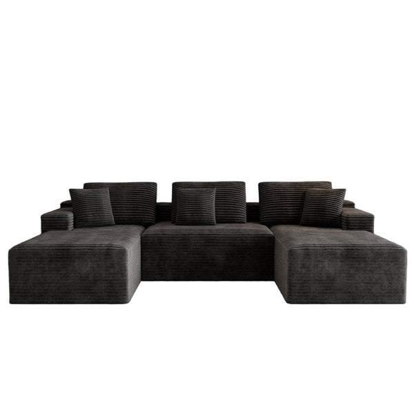 English Elm 118.1*68.9"modular Six Piece Sectional Sofa Plush Corduroy Cloud Comfort Living Room W3819S00160