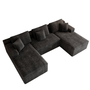 English Elm 118.1*68.9"modular Six Piece Sectional Sofa Plush Corduroy Cloud Comfort Living Room W3819S00160
